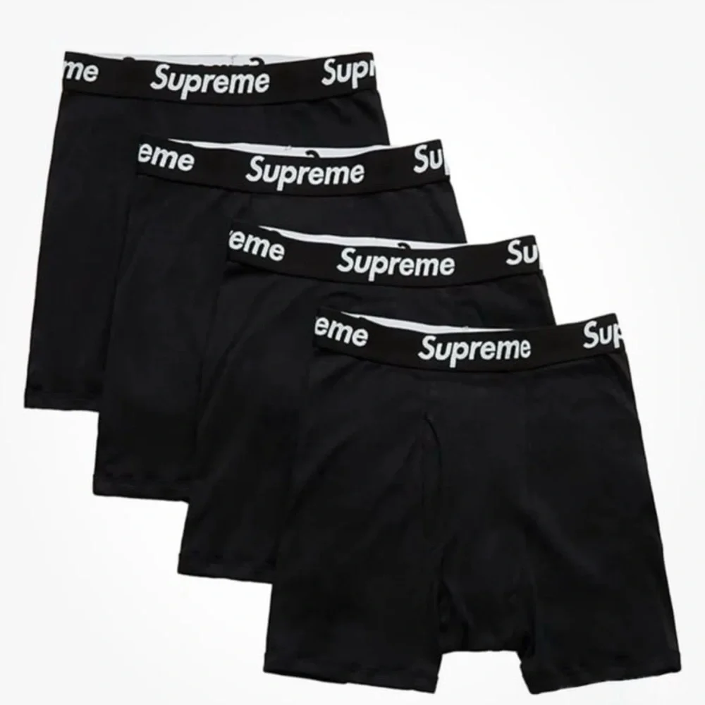 Supreme x Hanes Black Boxer Briefs - Red Logo